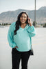 Silky Satin V-Neck Blouse In Aqua