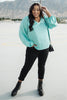 Silky Satin V-Neck Blouse In Aqua