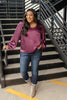 Silky Satin V-Neck Blouse In Aubergine