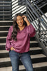 Silky Satin V-Neck Blouse In Aubergine