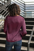 Silky Satin V-Neck Blouse In Aubergine