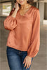 Silky Satin V-Neck Blouse In Bronze