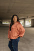 Silky Satin V-Neck Blouse In Bronze