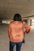 Silky Satin V-Neck Blouse In Bronze