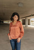 Silky Satin V-Neck Blouse In Bronze