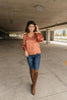 Silky Satin V-Neck Blouse In Bronze