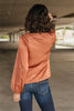 Silky Satin V-Neck Blouse In Bronze