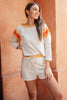 Sporty Stripe Pullover In Oatmeal