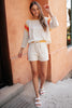 Sporty Stripe Pullover In Oatmeal