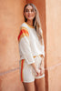 Sporty Stripe Pullover In Oatmeal