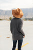 Straight Laced Ribbed Top In Charcoal