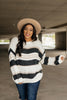 Straightforward Striped Sweater In Ivory and Black