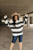 Straightforward Striped Sweater In Ivory and Black