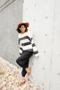 Straightforward Striped Sweater In Ivory and Black