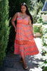 Stripes In Bloom Dress in Coral