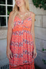 Stripes In Bloom Dress in Coral