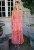 Stripes In Bloom Dress in Coral