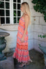 Stripes In Bloom Dress in Coral