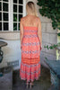 Stripes In Bloom Dress in Coral