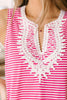 Stripes N Lace Top In Pink