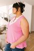 Stripes N Lace Top In Pink