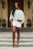 Summer Off My Shoulder, Off My Mind Blouse in Sage