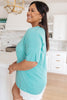 Top Stitch V-Neck In Aqua