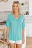 Top Stitch V-Neck In Aqua