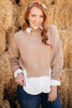 The Clara Turtle Neck Top in Taupe