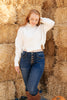 The Clara Turtle Neck Top in White