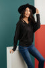 The Lillian Cut-Out Neckline Top in Black