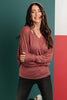 The Lillian Cut-Out Neckline Top in Rust