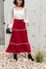 Tiered & Tied Skirt In Wine