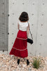 Tiered & Tied Skirt In Wine
