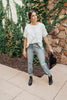 Tow The Line Striped Tee In Off White