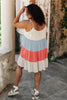 Color Block Ruffles Midi Dress In Coral