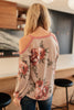Waffle Meets Floral Top in Taupe