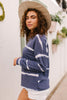 Wave of Stripes Top in Steel Blue