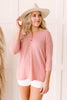 Willow Waffle Knit Top in Blush