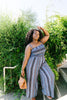 Boho Smocked Jumpsuit In Blue