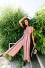 Boho Smocked Jumpsuit In Mauve