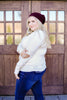 Button Sleeve Elegance Turtleneck Sweater In Ivory