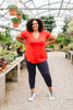 Everyday Yay V-Neck Tee In Red Orange