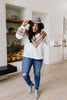 Lace Overlay Waffle Knit Top