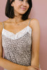 Lace Trimmed Knit Cami In Leopard