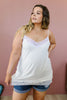 Lace Trimmed Knit Cami In Ivory