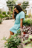 Little Sweetie Floral Dress In Aqua