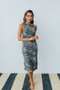 Minimum Exposure Camo Midi Dress