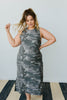 Minimum Exposure Camo Midi Dress
