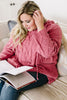 Nantucket Hooded Cable Knit Sweater In Salmon